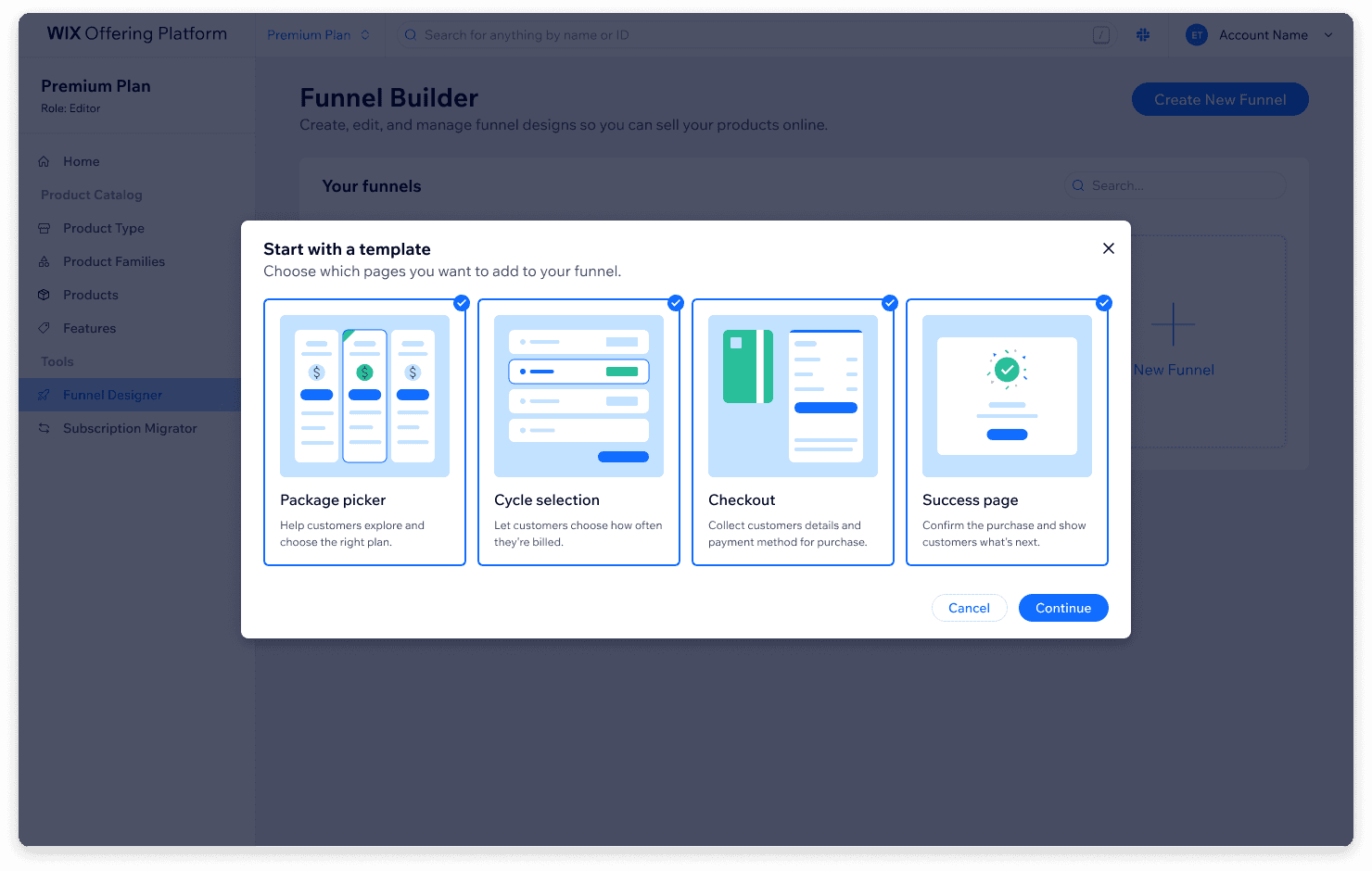     Before creating your new funnel, you could select the steps to be included